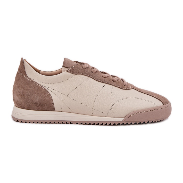 Laura Messi 2935 zapatos deportivos de cuero para mujeres beige