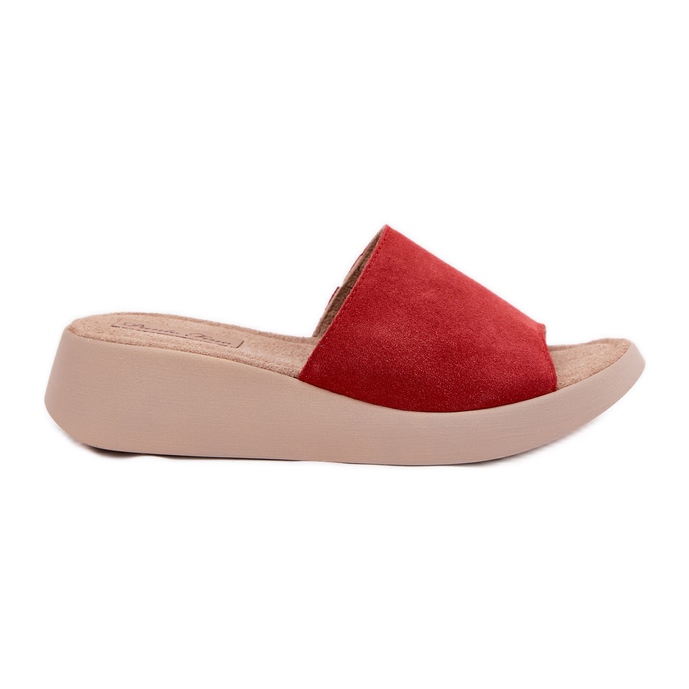 Flip fallas de gamuza para mujeres en la cuña Panto Fino RR267040 rojo