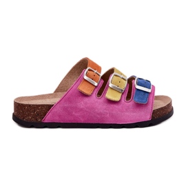 Flip de gamuza para mujeres con panto fino rr267033 fucsia hebillas rosado