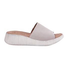 Flip fallas de gamuza para mujeres en el panto Fino RR267044 Gray Wedge gris