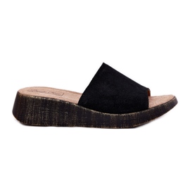 Flip de gamuza femenina -Flops en el Panto Fino RR267043 Cuñas negras negro