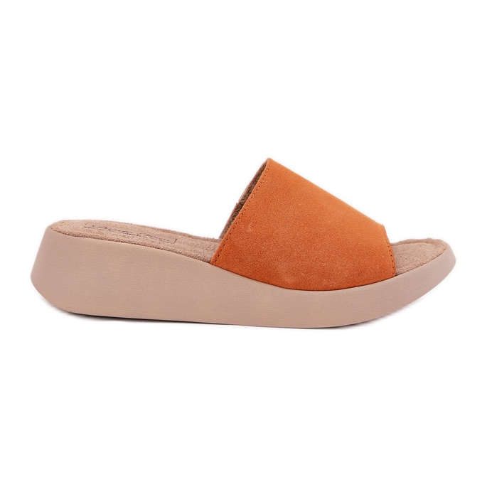 Flip fallas de gamuza para mujeres en la cuña Panto Fino RR267039 naranja