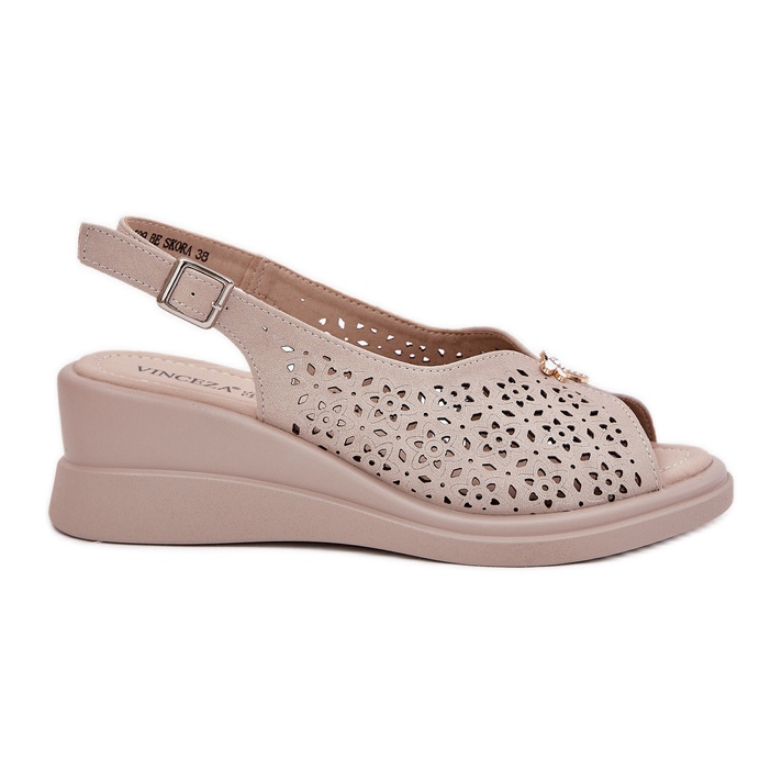 Sandalias de mujer de cuero para mujeres para Vinceza 79529 beige