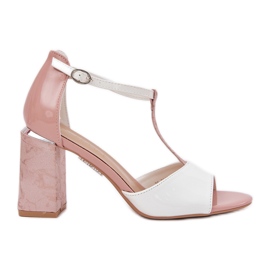 Sandalias de mujer pintadas en el Vinceza 20276 Post Pink-White rosa