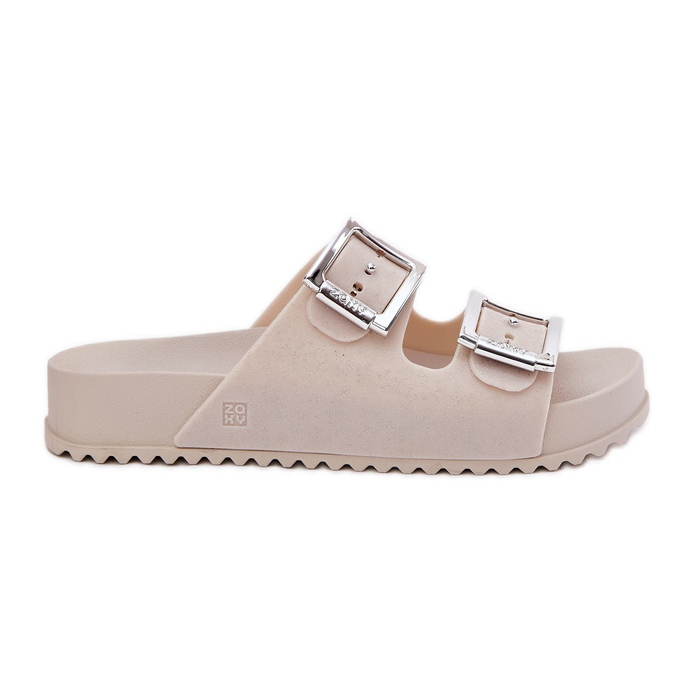Chanclas fragantes para mujeres con hebillas y brillo Zaxy RR285056 beige