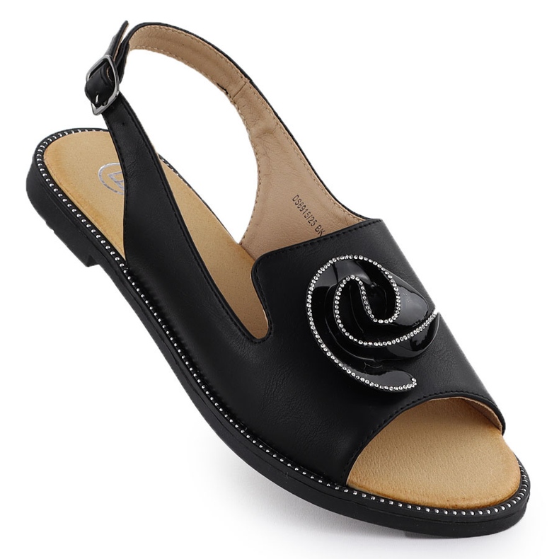 Sandalias de mujeres planas con flores negros Filippo DS6915