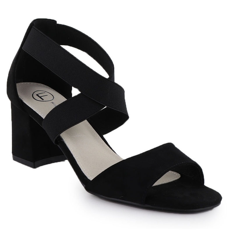 Las sandalias femeninas en el poste se deslizaron en el Black Elastics Filippo DS6920 negro