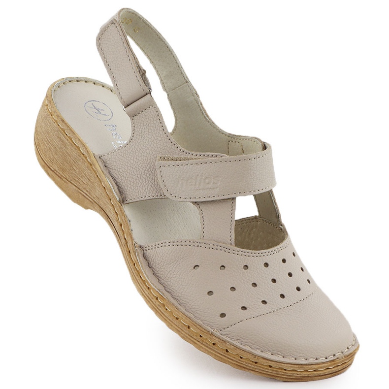 Cuero cómodo sandalias para mujeres llenas de Ekri Helios 150.10 beige