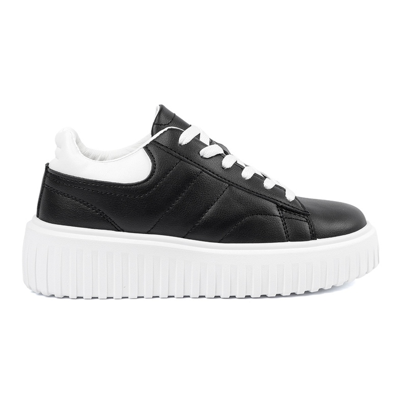 Shelvt Zapatillas negras para mujeres con inserciones blancas negro
