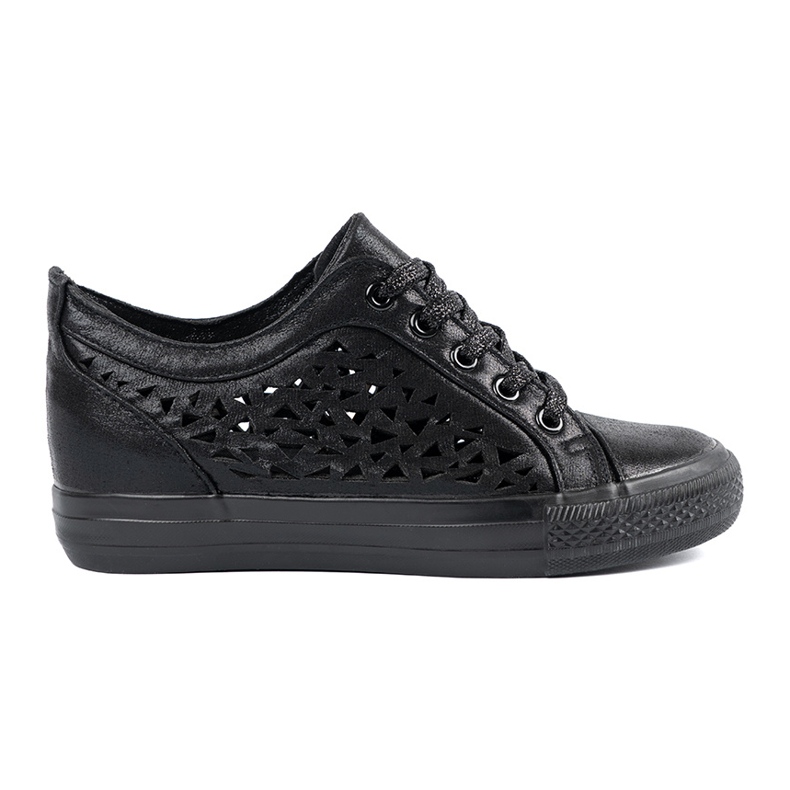Shelvt Zapatillas de deporte de cuñas para mujeres abiertas negro