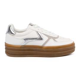 Shelvt Zapatillas blancas para mujeres con insertos de plata blanco