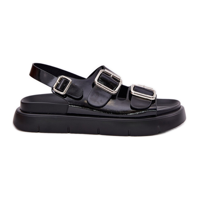 Sandalias para mujeres lacadas en cuero con Big Star RR2746662 Hebillas negras negro