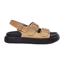 Sandalias de gamuza femenina con Big Star RR274665 Beige Heblas