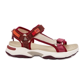 Sandalias de velcro de mujer D.Franklin DFSH406003 Borgoña rojo