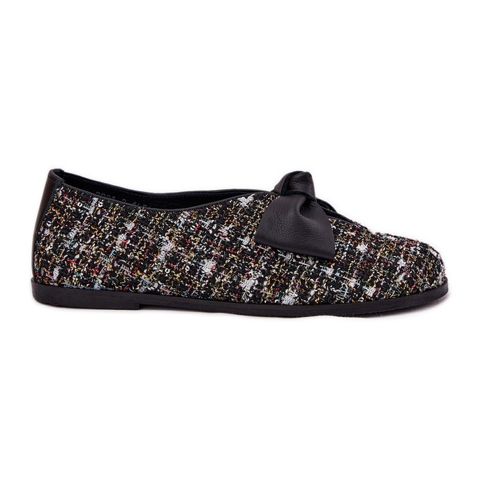 Ballerinas de cuero con Laura Messi 2921 Black Bow negro