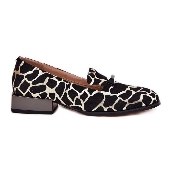 S.Barski Zapatos de gamuza para mujeres con un adorno LZ51-505 Negro y oro