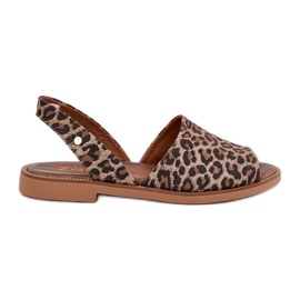 Zazoo 40327 Leopardo de sandalias de cuero de cuero marrón