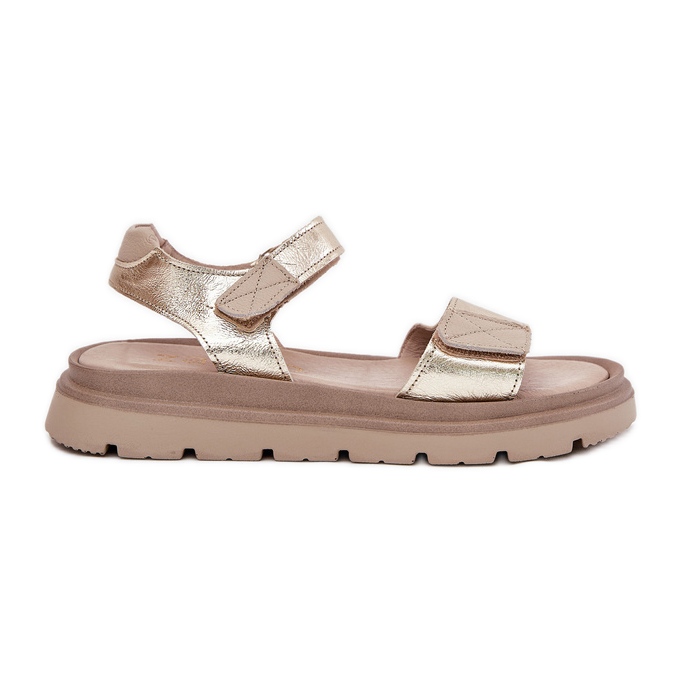 Sandalias de cuero para mujeres en la plataforma de oro Zazoo 40443 dorado