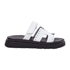 Flip de cuero pintado para mujeres en la plataforma blanca Zazoo 40440 blanco