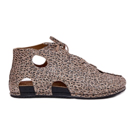 Botas de cuero estampadas maciejka 03426-49 estampado de leopardo beige