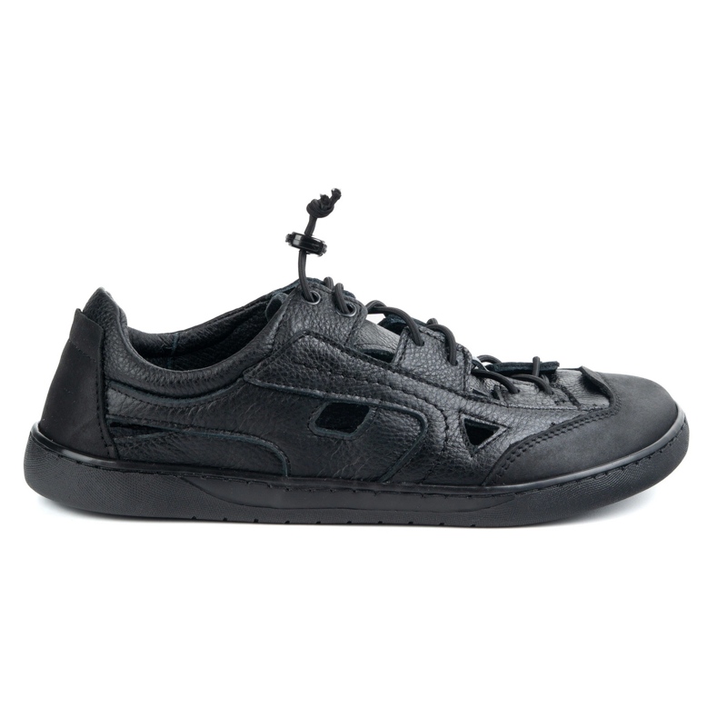 Zapatos de cuero descalzo para hombres Olivier 320kz con ventilación negra negro