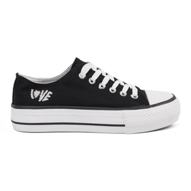 Shelvt Zapatillas negras con la inscripción amor a las mujeres negro