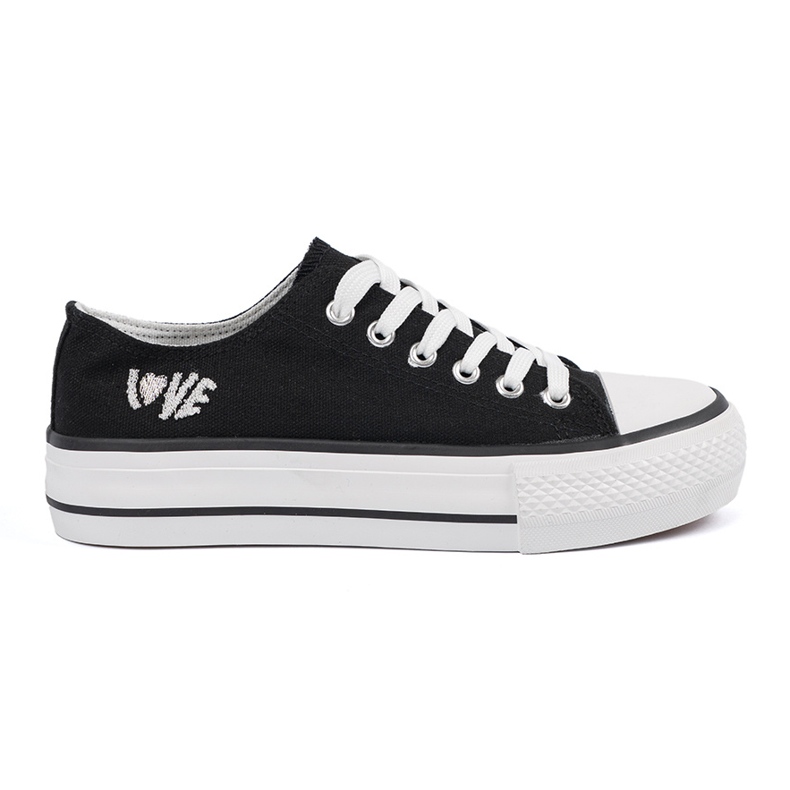 Shelvt Zapatillas negras con la inscripción amor a las mujeres negro