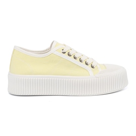 Shelvt Zapatillas de zapatillas amarillas en una suela gruesa amarillo