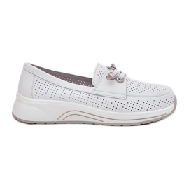 Zapatos abiertos hechos de cuero natural en la plataforma blanca Artiker 56C2101 blanco