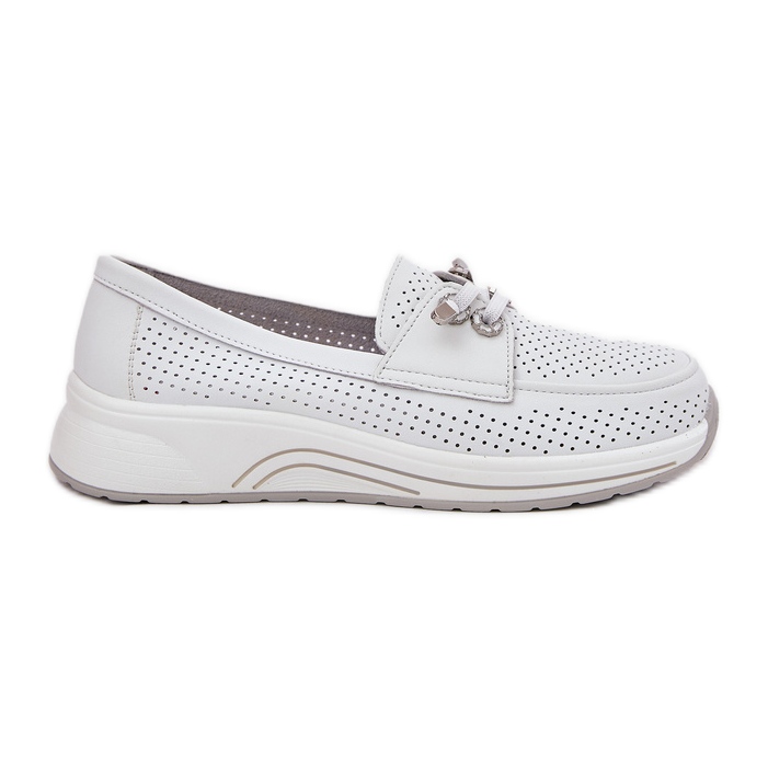 Zapatos abiertos hechos de cuero natural en la plataforma blanca Artiker 56C2101 blanco