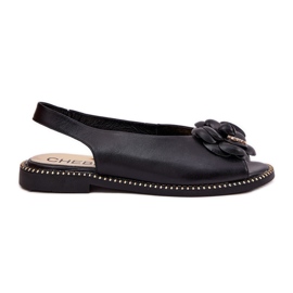 Sandalias planas de cuero con decoración Chebello 4642 Negro