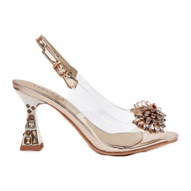 Vinceza Tacones altos transparentes con Vincez Crystals PLN 70116 Zlotys dorado