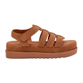 Inna Sandalias para mujeres en la plataforma Camel Suede marrón
