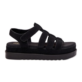 Inna Sandalias para mujeres en la plataforma Eco Suede Black negro