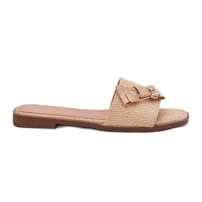 Inna Chanclas de mujer plana con un beige de arco Inna Chanclas de mujer plana con un beige de arco