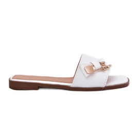 Inna Chanclas de mujer plana con un arco blanco