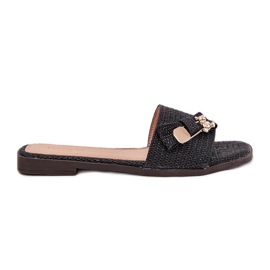 Inna Chanclas de mujer plana con un arco negro