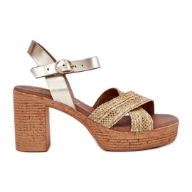 Sandalias de cuero en el pilar con trenza en Zazoo 40460 Gold Stripes dorado Sandalias de cuero en el pilar con trenza en Zazoo 40460 Gold Stripes dorado