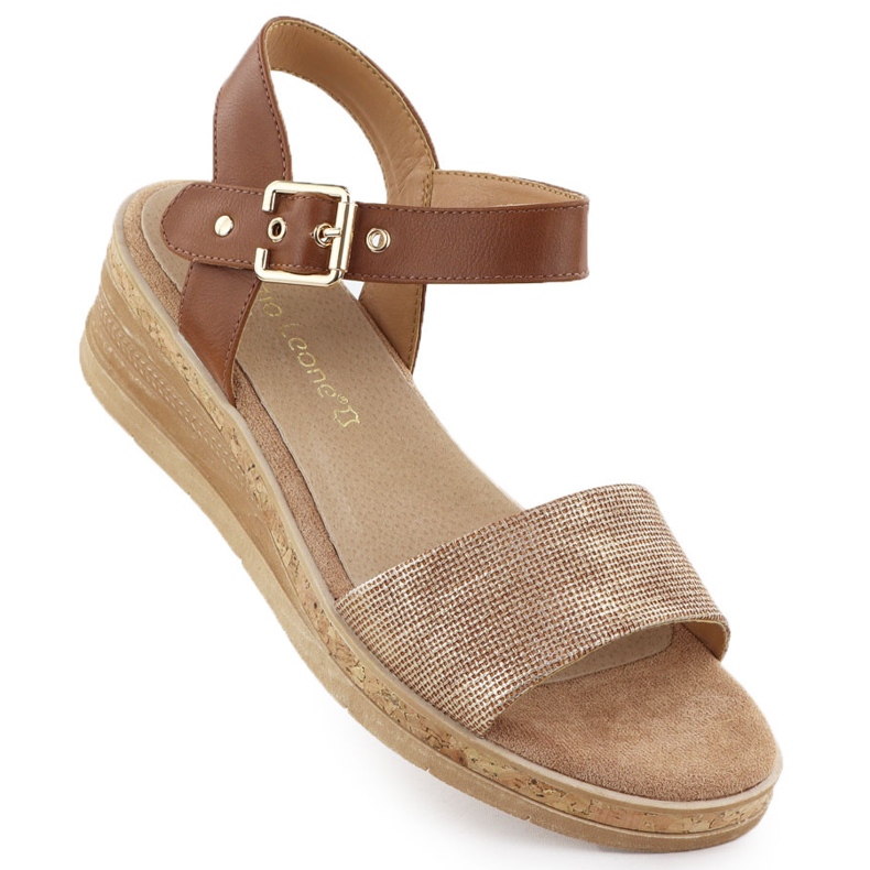 Sandalias para mujeres para cuñas marrones Sergio Leone SK-204 marrón
