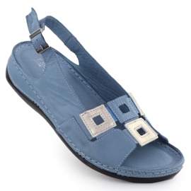 Las cómodas sandalias de cuero para mujeres para cuñas azules T.Sokolski L25-178