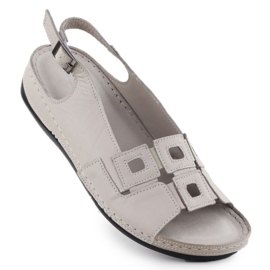 Las cómodas sandalias de cuero para mujeres para cuñas grises T.Sokolski L25-178