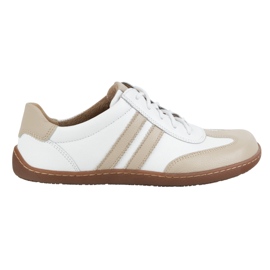Olivier Zapatos de cuero minimalista de mujeres descalzos 1287 blanco con zapatillas beige