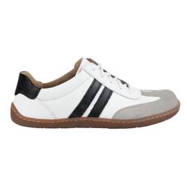 Olivier Zapatos de cuero minimalista de mujeres descalzos 1287 blanco con zapatillas negras