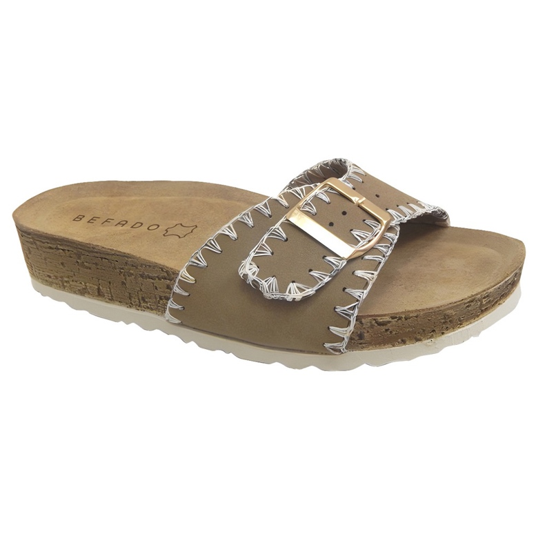 Zapatillas para mujeres de Befado 158D275 Inserto de cuero beige Zapatillas para mujeres de Befado 158D275 Inserto de cuero beige