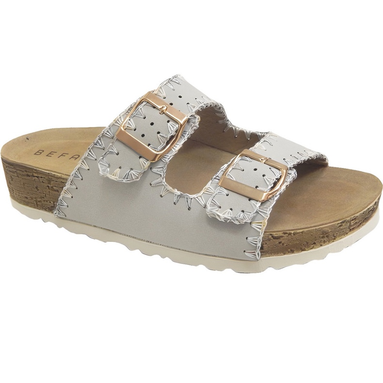 Zapatillas para mujeres de Befado 158D274 Inserto de cuero gris