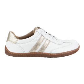 Olivier Zapatos minimalistas de cuero para mujeres descalzo 1287 blancos con zapatillas doradas