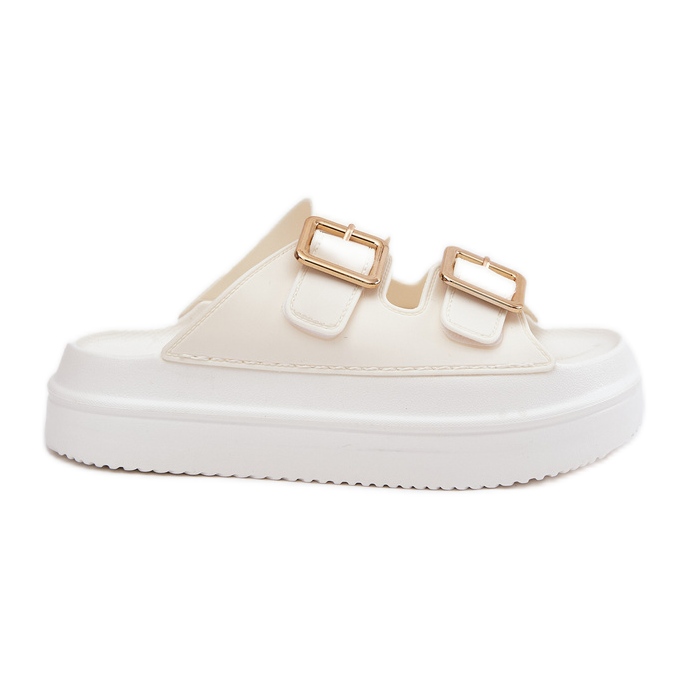 Inna Flip Flip Flip Flip en la plataforma con hebillas Golden Ecru blanco