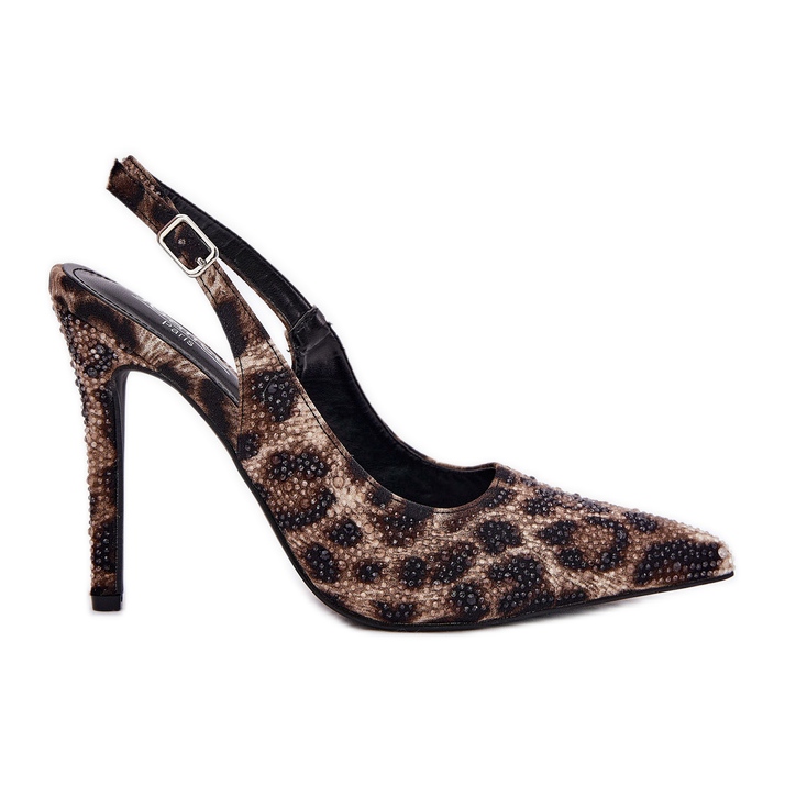 Inna Sandalias decoradas en un alfiler de beige y estampado de leopardo negro