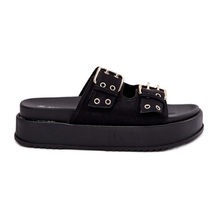 Inna Flip Flip Flip Flip con abrazaderas en la plataforma negra negro Inna Flip Flip Flip Flip con abrazaderas en la plataforma negra negro