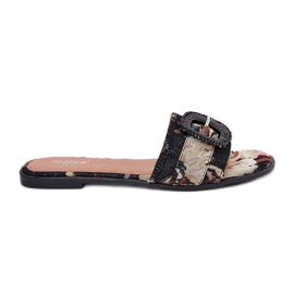 Inna Chanclas de mujeres planas con una hebilla negra decorativa negro